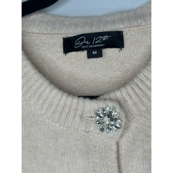 Short Sleeve Rhinestone Buttons Women’s Medium 12th young contenporary sweater - Picture 4 of 13